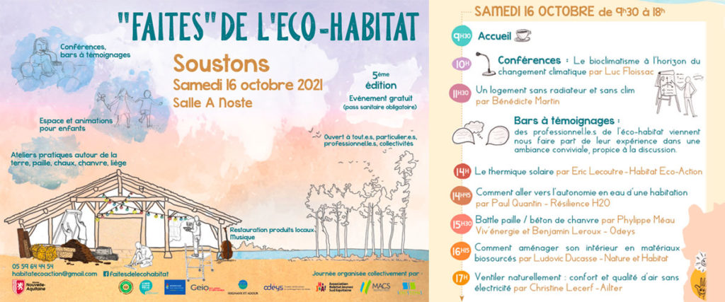 « Faites » de l’éco-habitat 15&16 octobre 2021 à Soustons